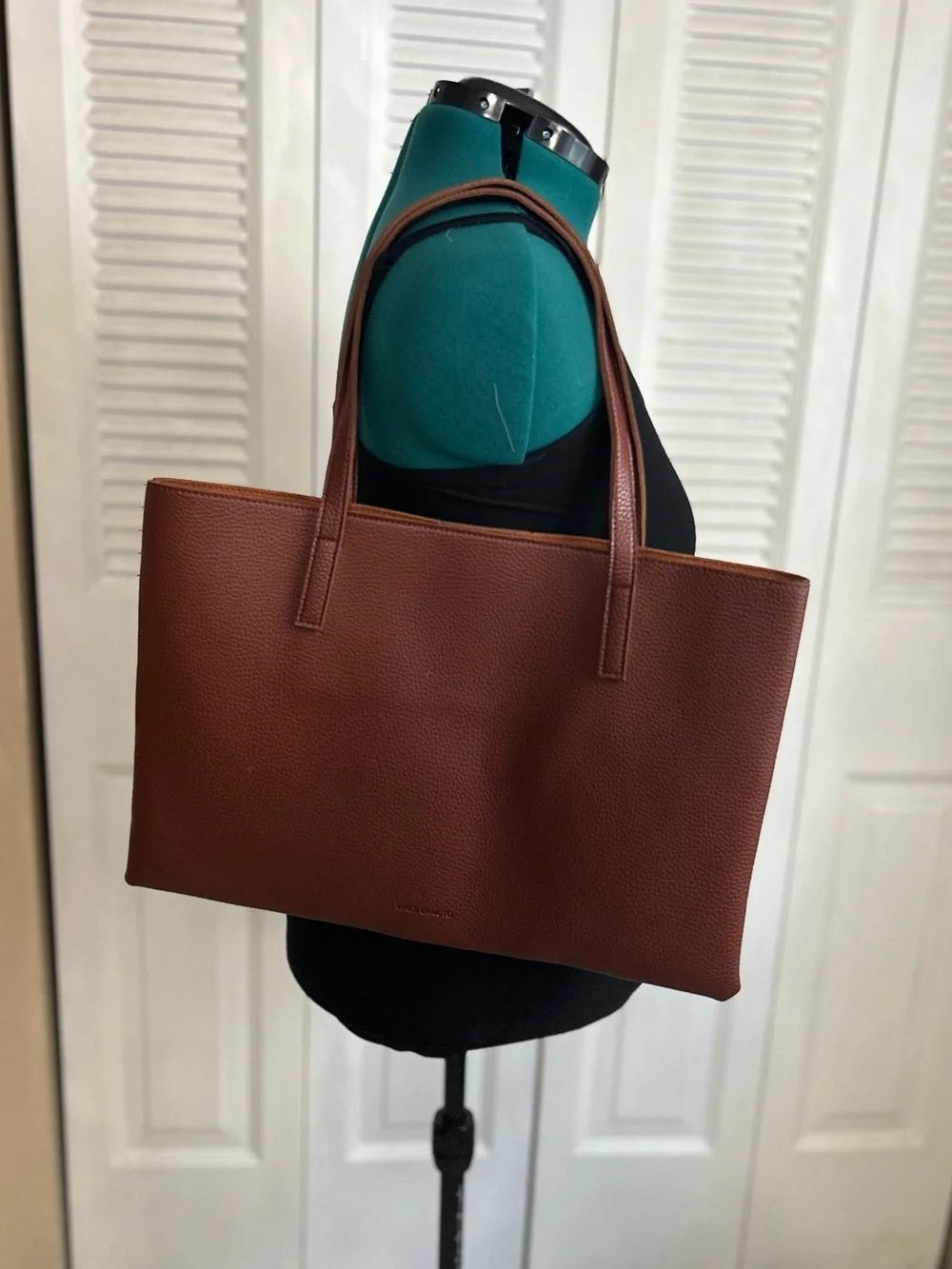 Vince Camuto Brown Pebbled Tote Laptop Bag Large Minimalist Work Tote